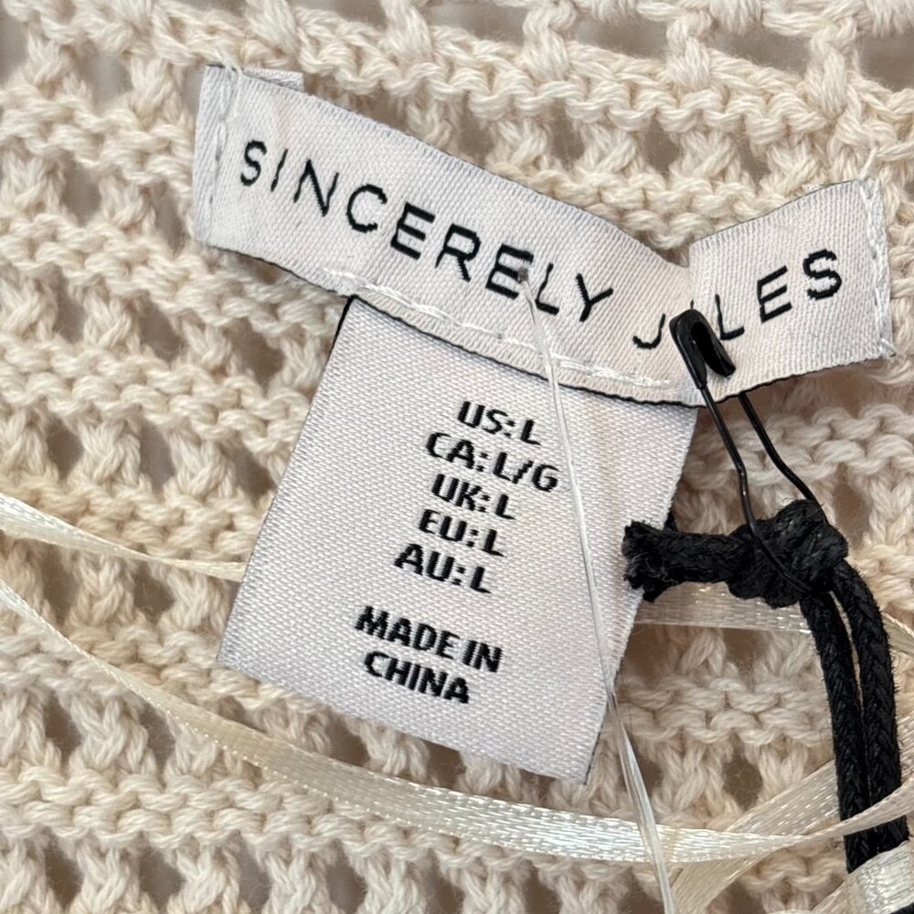 Sincerely Jules Crochet Open Knit Sleeveless Top Button SZ Large Beach Boho NEW - Picture 12 of 16